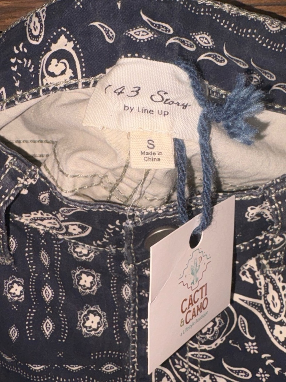 Paisley Print Denim Mini Skirt in Navy - Picture 3 of 4